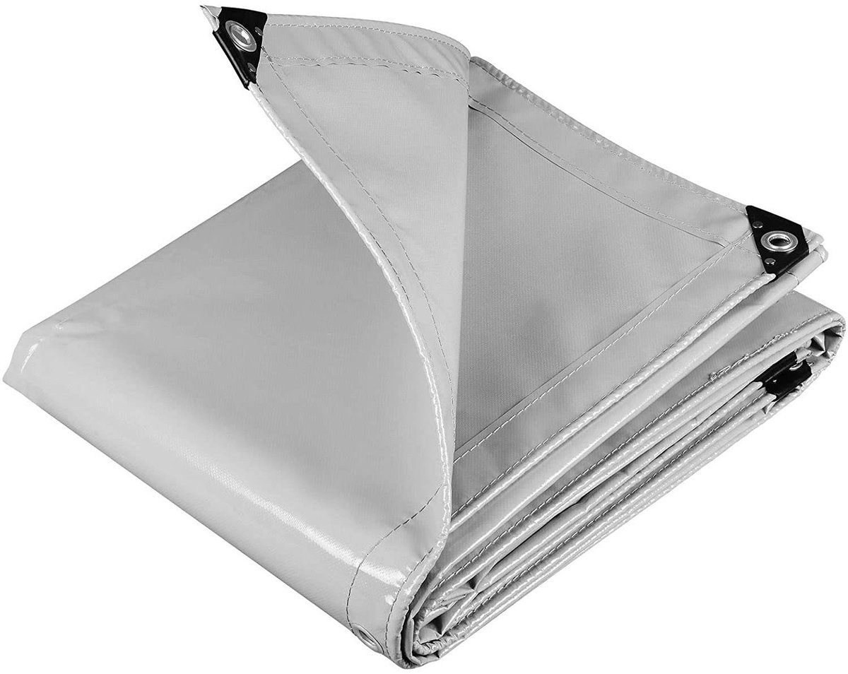 warraich-Lichtgrijs PVC-zeildoek 500 g/m² – Extra sterk en waterdicht beschermzeil voor zware omstandigheden-4x6m