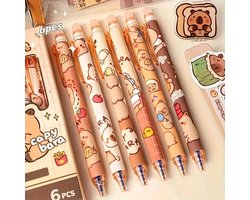 GEAR 3000® capybara pen - capibara spullen - pennen 6 stuks - uitwisbare pennen - blauwe inkt