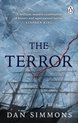Boek 'The Terror' van Dan Simmons, met een schip in een ijzige omgeving. 'Een briljante, massieve combinatie van geschiedenis en bovennatuurlijke horror' - Stephen King.