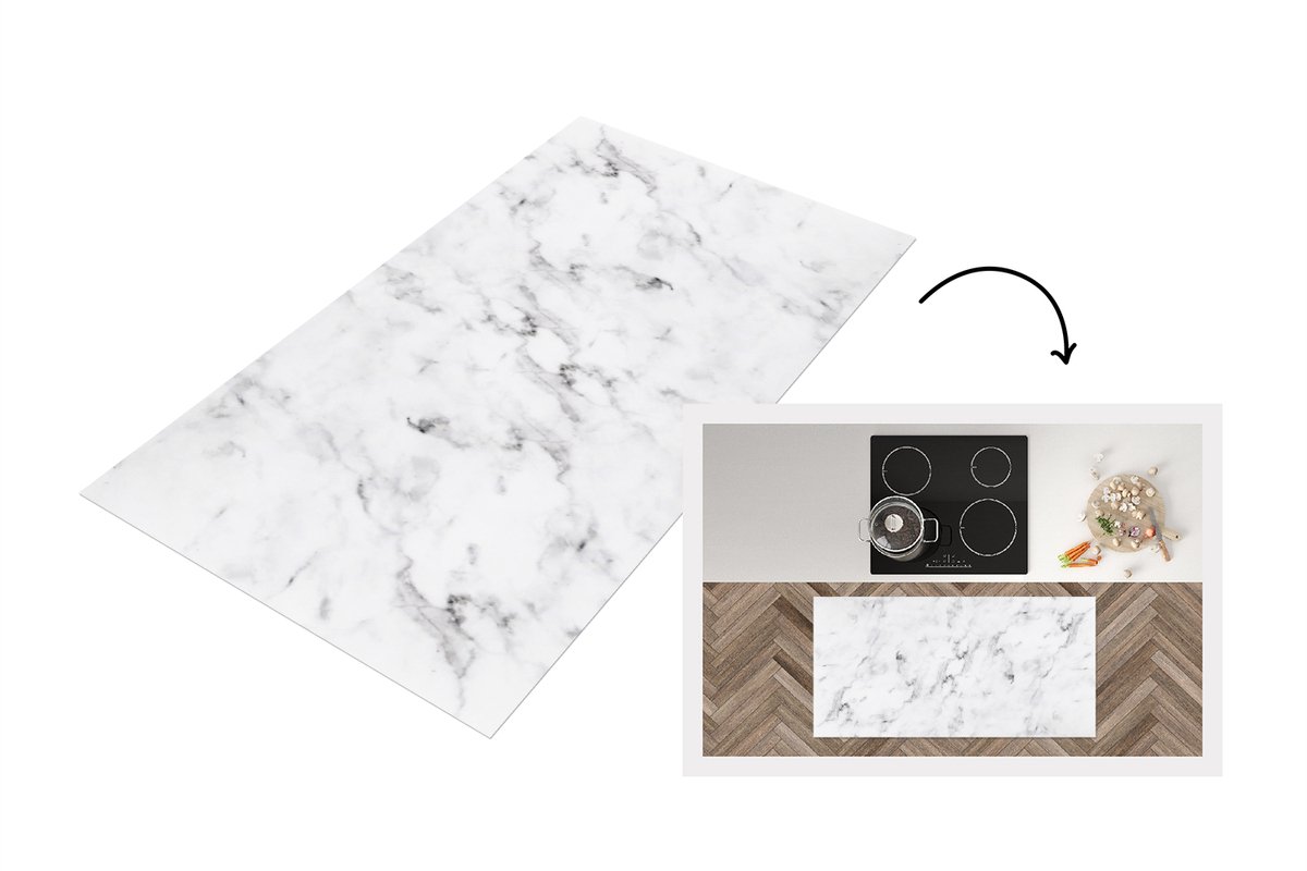 KitchenYeah Keukenloper 120x60 cm - Keukenmat vinyl Marmer - Luxe - Wit - Grijs - Marmerlook - Keukenmatten loper - Keuken vloerkleed tapijt
