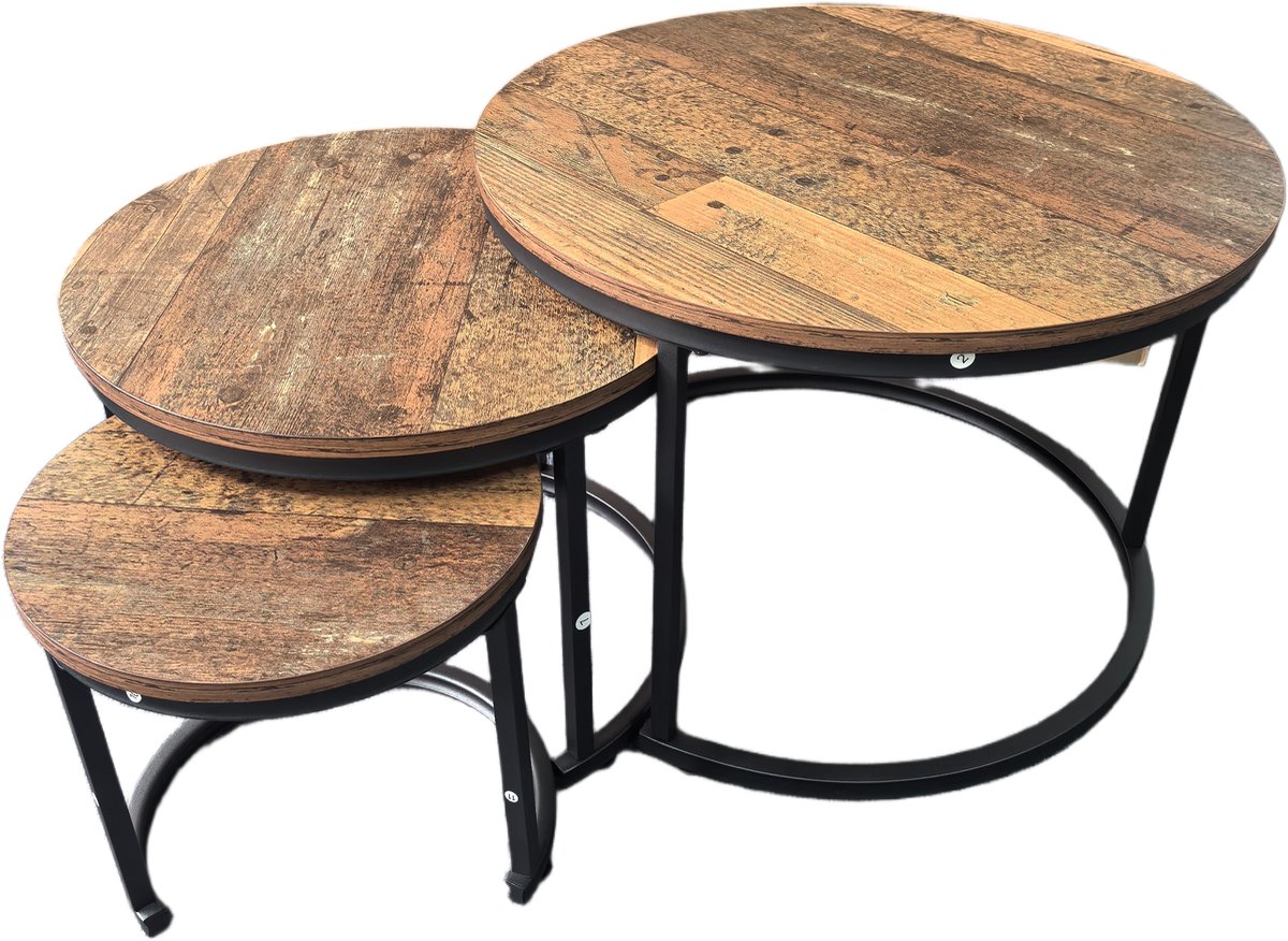 Salontafel set van 3 - Mangohout Zwart - Lok Living