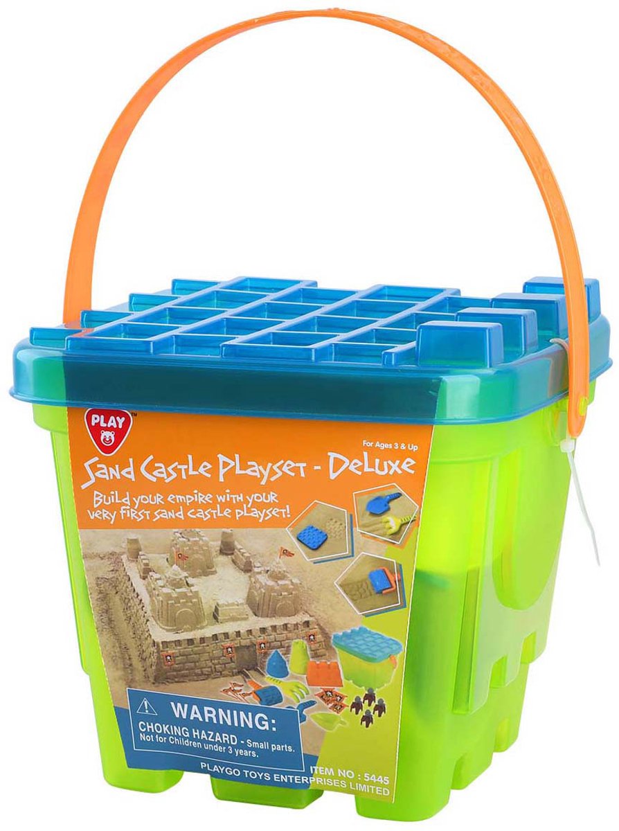 Play strandset kasteel speelgoedset met accessoires 21-delig zandvormen.