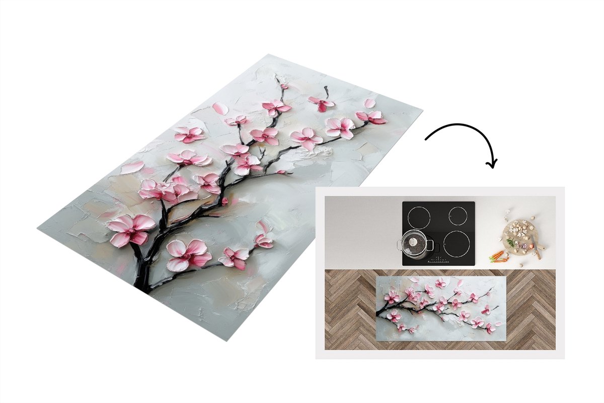 KitchenYeah Keukenloper 120x60 cm - Keukenmat vinyl Bloesem - Kunstzinnig - Roze - Sakura - Keukenmatten loper - Keuken vloerkleed tapijt