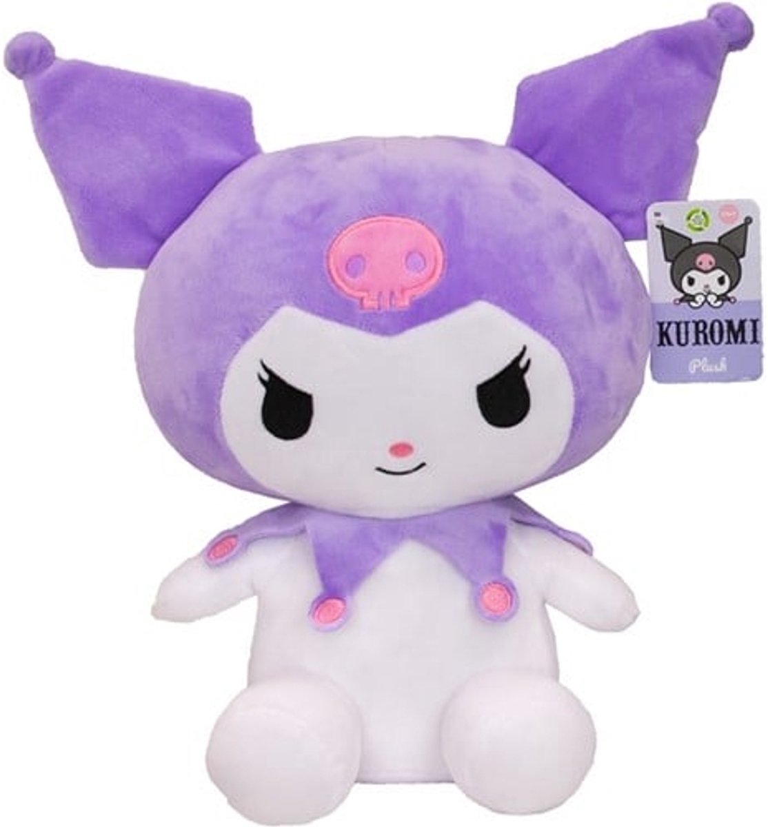 Kuromi (Paars) Hello Kitty Snuggly Pluche Knuffel 27 cm - Speelgoed Knuffels voor Kinderen Meisjes - Kat Cat Kitten Plush Toy - Melody, Kuromi, Keroppi, Cinnamoroll