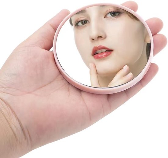 2 Stuks Make-up Spiegel - 15x Vergroot - Spiegel - Vergroot Spiegel - Vergrootspiegel met Zuignap - Spiegeltje - Vergrotende spiegel - Reisspiegel - Zuignappen - Rond - voor scheren, wenkbrauwpincet, mee-eters en vlekken verwijderen - Roze - 9*9*1cm