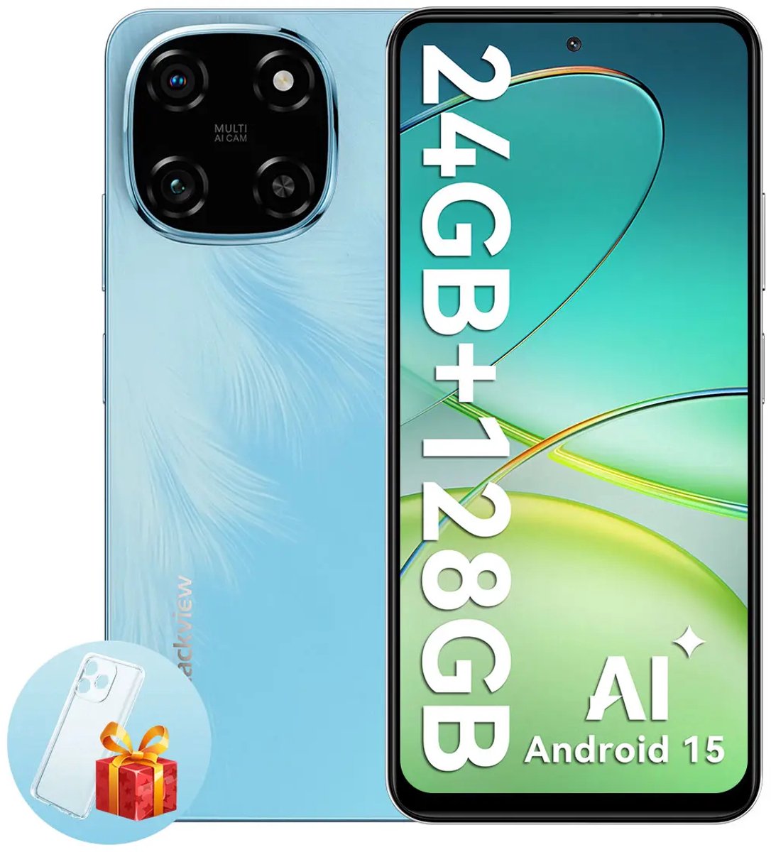 Blackview COLOR 6 Smartphone - 24GB RAM - 128GB ROM - 6.67 Inch - 5000mAh - Dual 4G LTE - Android 15 - OTG - Blauw