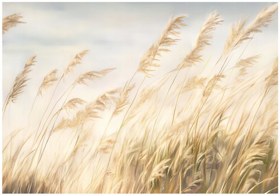 WALLARENA - Fotobehang - 200x140 cm - pampasgras natuur behang voor slaapkamer en salon van vliesbehang