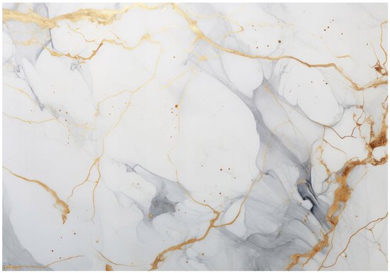 WALLARENA - Fotobehang - 350x250 cm - marmer goud wit grijs steen slaapkamer salon behang