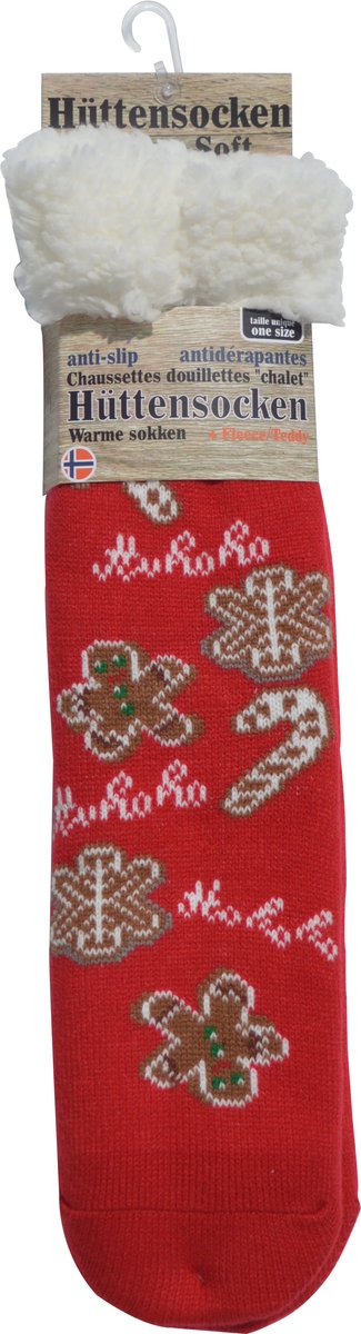 Kerst sokken - Happy Holidays - warme huttensocken mét anti slip - onze size - Gingerbread