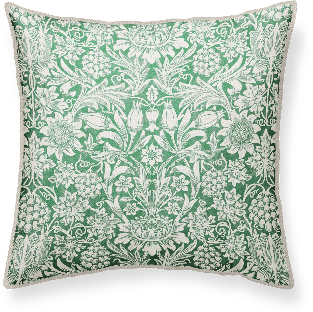 Sierkussen Groen 50x50 cm - William Morris - inclusief binnenkussen - vintage, warme tinten - Linen & Grace