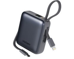 Voomy Powerbank 10000 mAh – Ingebouwde USB-C en Lightning Kabel – Powerbanks 22.5W Snellader – USB-C Uitgang – Noodpakket – Led Indicatie