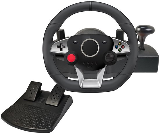 Gloovon Racestuur en Pedalen - Racestuur PS4 - Driving Force - Gaming Stuurwiel PC - Racestuur Standaard - PS3, PS4, Switch & PC - Zwart