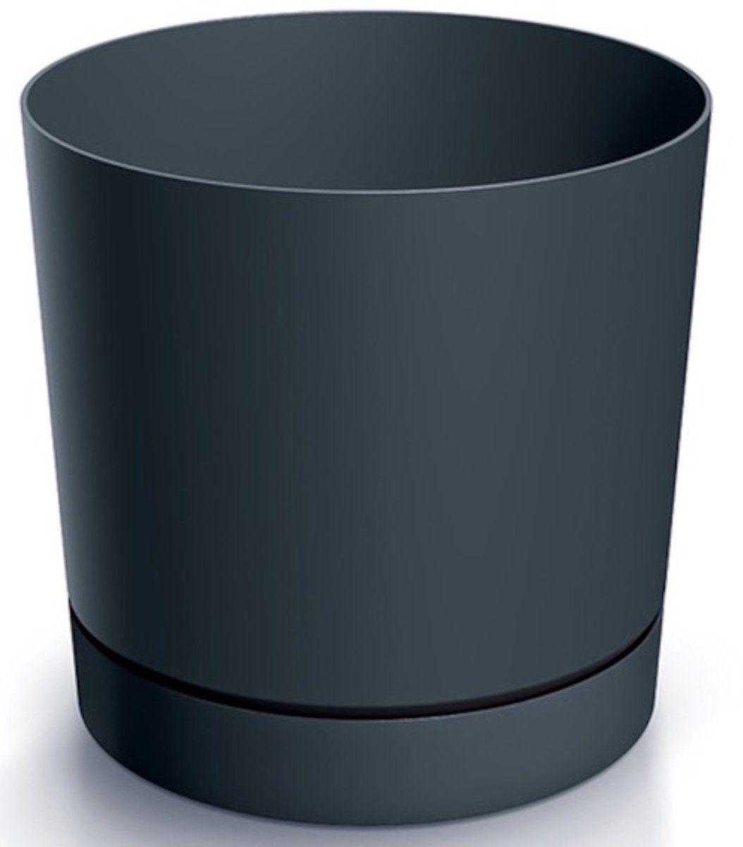 Prosperplast Tubo Serie - Bloempot met Schotel - Antraciet - 13 cm - Kunststof