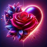 Diamond painting set roos hart 20x20cm