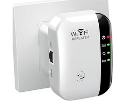WiFi Versterker - 300Mbps Draadloze Repeater 2.4GHz - Met Ethernetpoort & WPS - Voor Snel Internet Thuis Kantoor - Wit - 1 Stuk