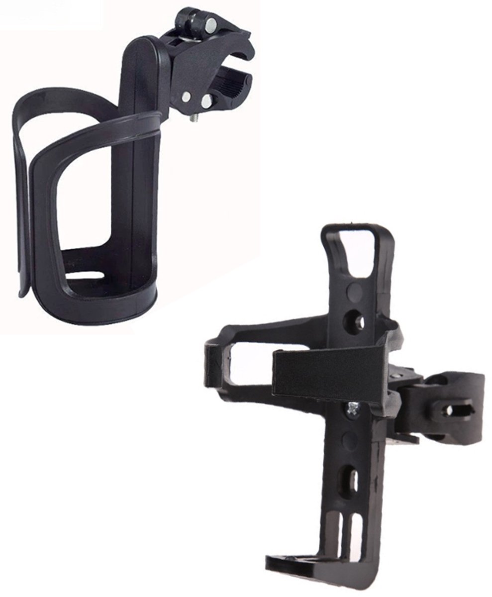 Bekerhouder Universeel - 2 Stuks - Universele bidonhouder - PP - Verstelbaar - Eenvoudig te installeren - Bidonhouder met Klem - Drinkfleshouder - Bidonhouder fiets - Geschikt voor fietsen, mountainbikes, kinderwagens en kinderwagens - 15*8cm - Zwart