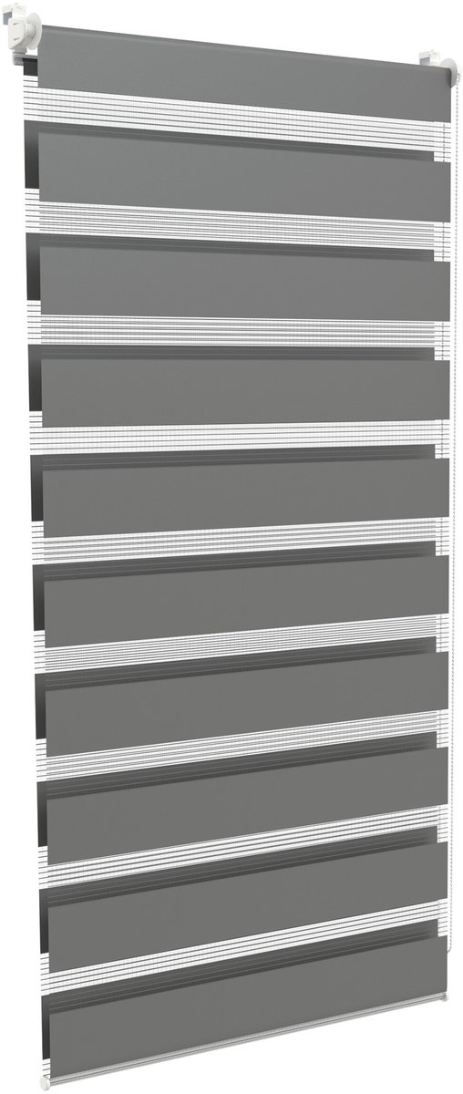 NAIZY Dubbel Rolgordijn Klemmfix Zonder Boren 80x150 cm rolgordijnklem Rolgordijn Zonwering Rolgordijn Raamgordijn voor Ramen en Deuren Zebra Rolgordijn Zijtrek Rolgordijn, Grijs