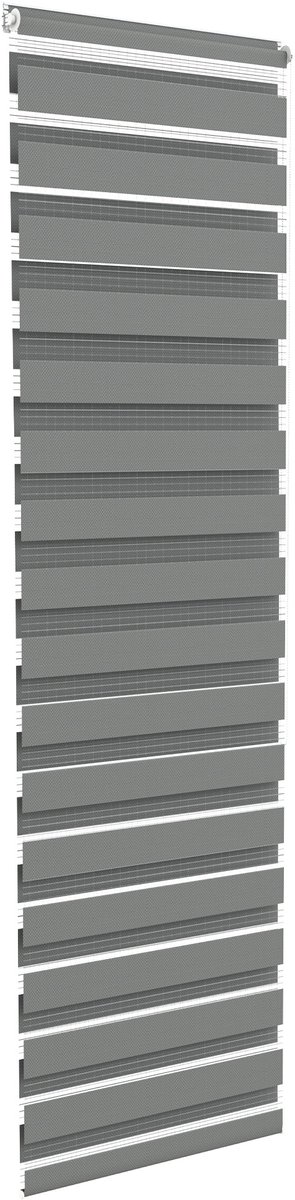 NAIZY Dubbel Rolgordijn Klemmfix Zonder Boren 60x220 cm rolgordijnklem Rolgordijn Zonwering Rolgordijn Raamgordijn voor Ramen en Deuren Zebra Rolgordijn Zijtrek Rolgordijn, Grijs
