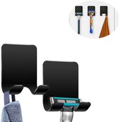 Handdoekhaak - Radiatorhaak - Kapstok / garderobe / kapstok opbergsysteem - Kledingrek-radiatorhaak - Radiator handdoekrek - Badkamerhaak - Kledinghaak - Zwart - 2-delige zelfklevende multifunctionele - 6x4.5x1.7cm