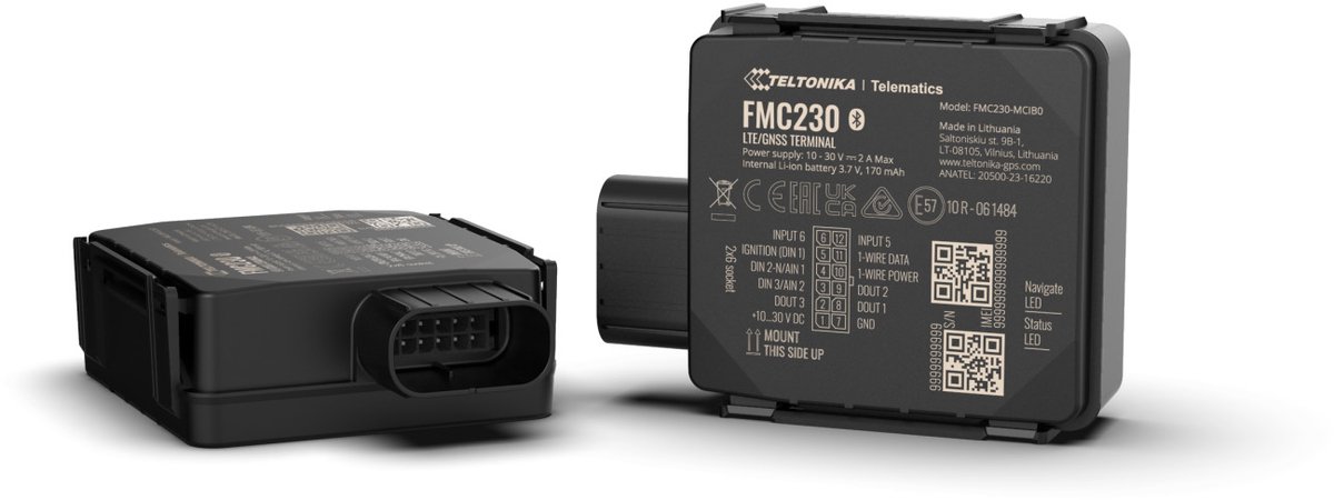 Teltonika FMC230 Waterproof LTE CAT 1 Universeel GPS-tracker Zwart