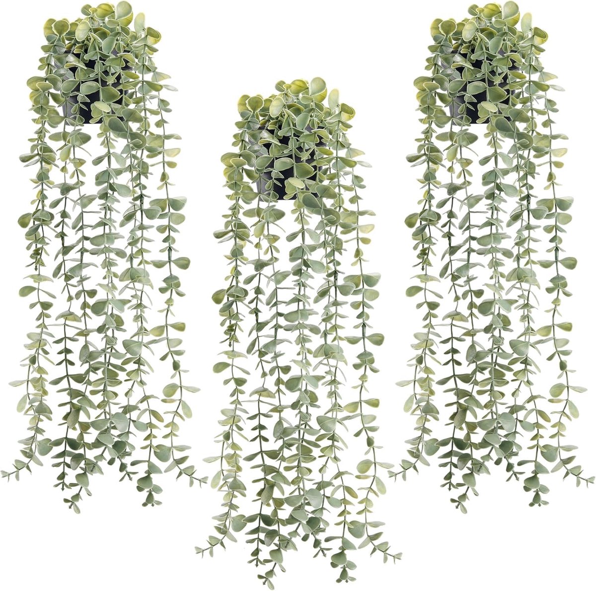 Ibenzoa® Kunstmatige Eucalyptusplanten voor Boho en Interieurdecoratie - Set van 3 Stuks