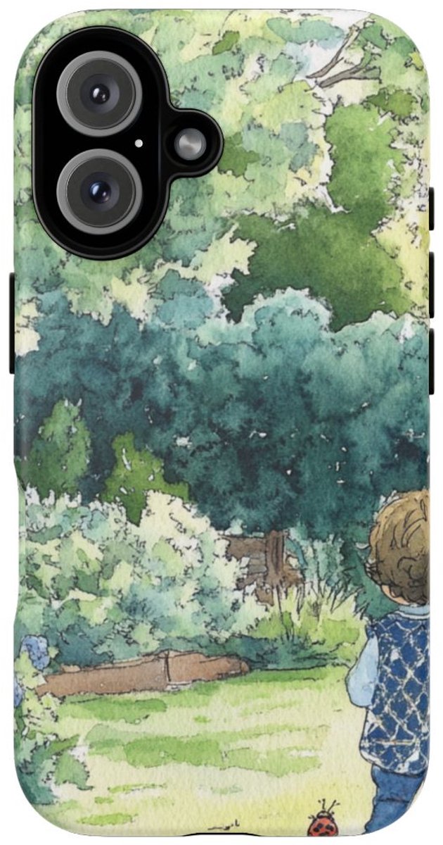 Kind in Tuin Waterverf – Telefoonhoesje Geschikt voor iPhone 16
