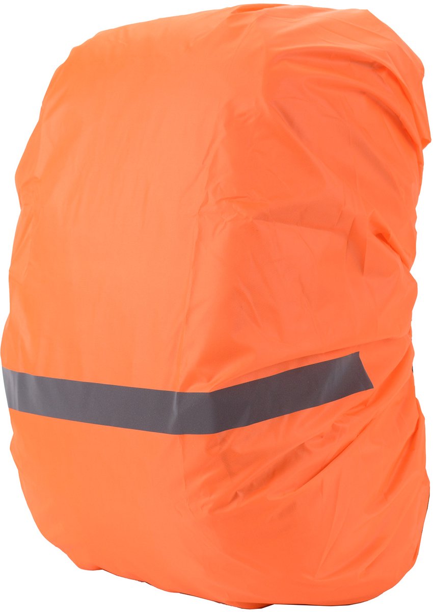 Regenhoes voor rugzakken, water- en winddicht, reflecterende strips, rugzakbescherming, regenhoes, 1 stuk, reflecterende hoes, Geschikt voor Buiten Wandelen, Fietsen, Bergbeklimmen, Kamperen - Oranje (XS, 10-17L)