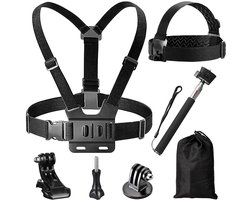 YONO Accessoires Set geschikt voor GoPro Hero 13 12 11 10 - Chest Mount - Stick - Hoofdband - Tas