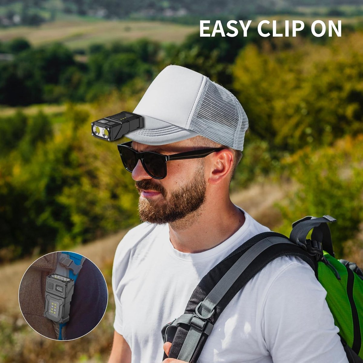 2 stuks LED-zaklamp, oplaadbaar, 800 lumen mini-werklamp, kleine EDC-zaklamp met clip aan de achterkant, magnetische zaklamp, voor noodgevallen, wandelen met de hond, werken, wandelen, kamperen — cadeau in Sport & Outdoor - foto 4