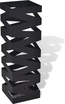 vidaXL Paraplu- en wandelstokhouder zwart vierkant staal 48.5 cm