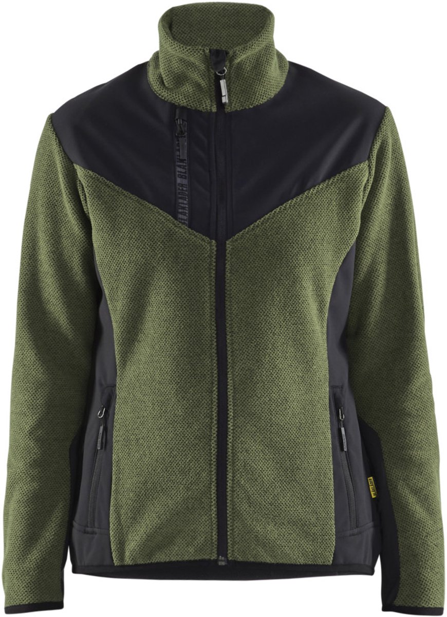 Blaklader 5943-2536 Dames gebreid vest met softshell Herfstgroen Zwart