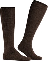 FALKE Teppich im Schuh lang eenkleurig wol kniekousen heren bruin - maat 43-44