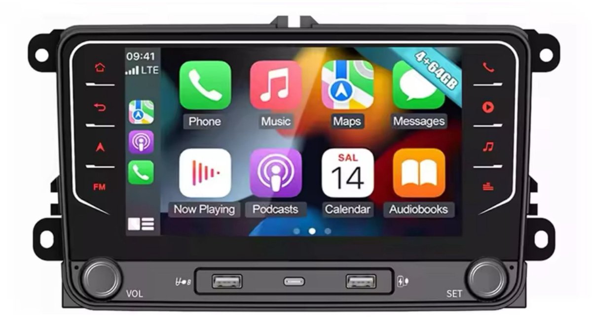 Navigatiesysteem auto met scherm - autoradio geschikt voor CarPlay en Android auto - bluetooth radio - geschikt voor Volkswagen Polo 2009-2013