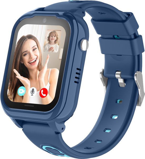Foto: Protectly smartwatch kinderen sos knop gps horloge kind met simkaart gps tracker kind kinder smartwatch 4g videobellen hd camera whatsapp en sms elke polsmaat incl simkaart
