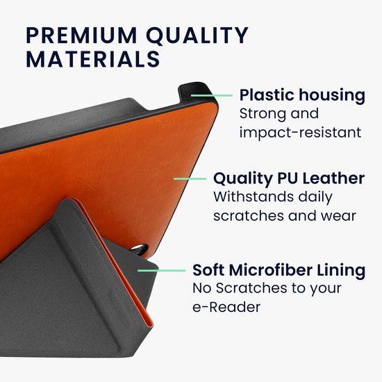 kwmobile e-reader hoesje geschikt voor Kobo Libra 2 hoes - Ereader flip case met standaard - E reader cover van kunstleer - In oranje van Merkloos — afbeelding 5
