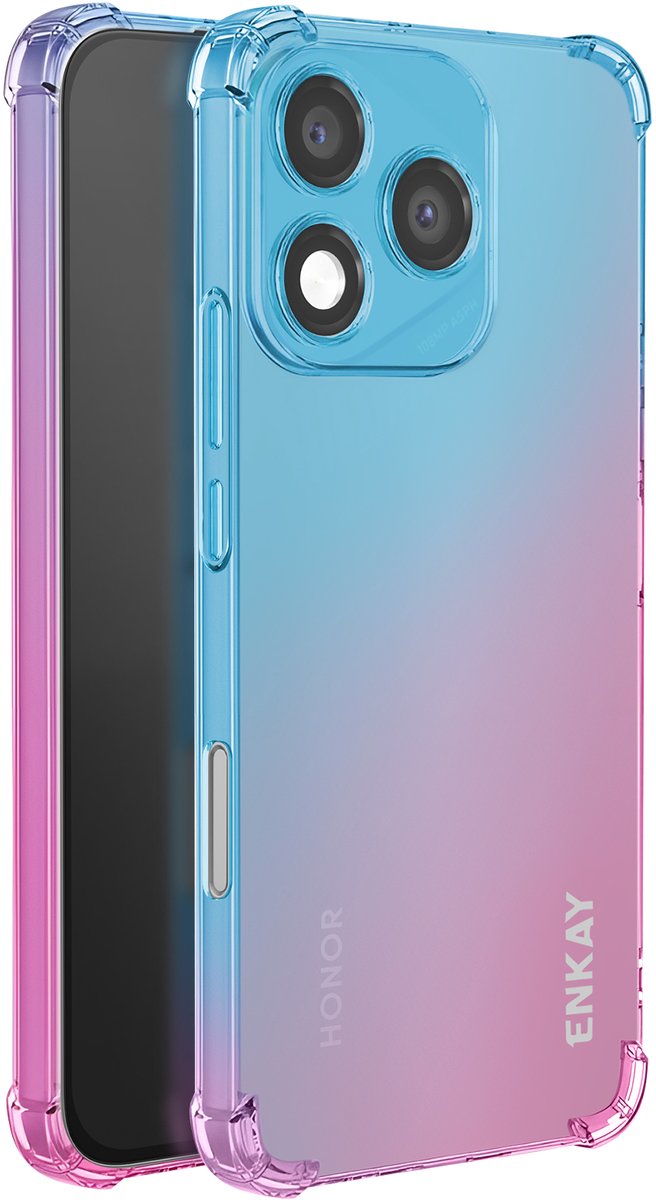 ENKAY, Hoes voor Honor 400 Lite Zacht Versterkte Hoeken Gradient Ontwerp, Blauw / Roze