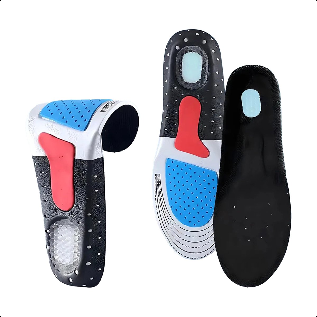 Medure® 1-Paar - 44-48 - Gel Inlegzolen - Hielspoor Zooltjes - Zwart - Steunzolen - Hakverhoger - Achillespees - Heren Werkschoenen - Dames - Vrouw - Verhogende - Badstof - Antislip - Sport