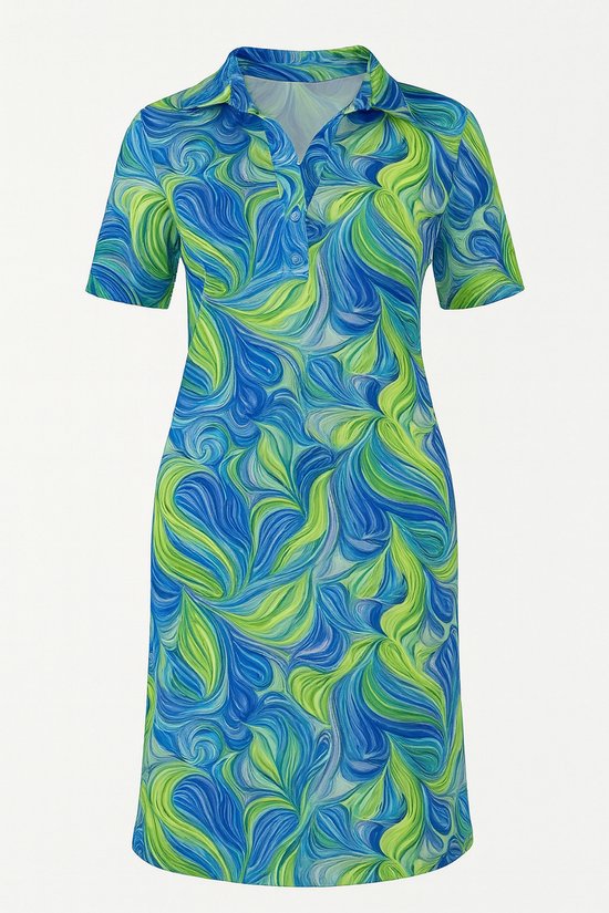 Ann Gissy Traveljurk Swirlprint – Kraag – 3 Maten – Kreukvrij