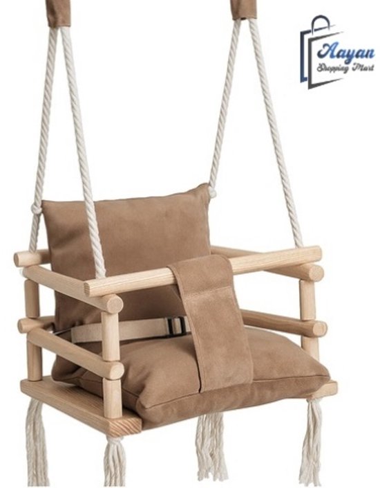 Balançoire Kinder avec kussen - Chaise à bascule - Sécurité avec ceinture - Chaise à bascule bébé - Balançoires Balançoire Kinder - Beige