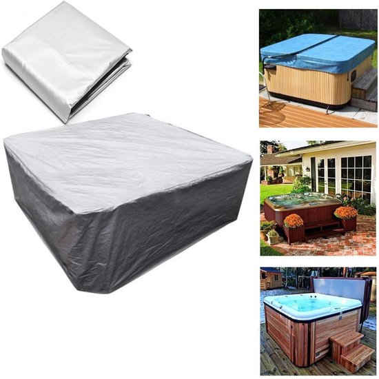 Zwembadafdekking - zwembadafdekking voor de tuin - Vierkante zwembadafdekking - 200*200*85cm - Stofafdekking - Waterdichte afdekking - Badafdekking - Zilver - Zwembad bescherming - Oxford
