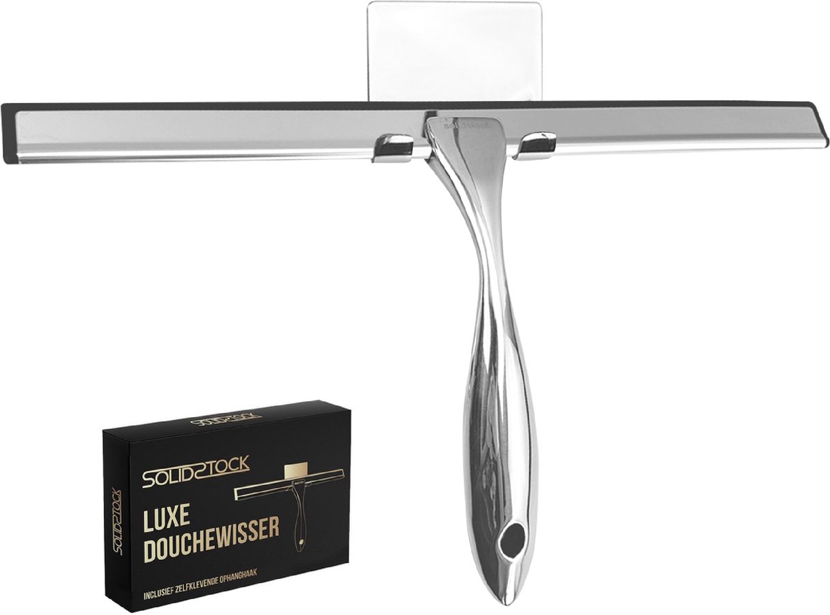Douchewisser RVS XL - Extra Breed 30 CM - Luxe Trekker Douche - Ophanghaak Zonder Boren - Douche Trekker Chroom