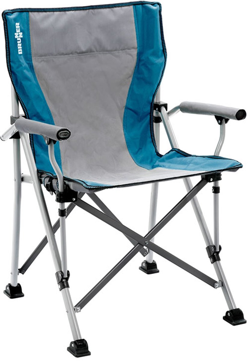 Brunner Klapstoel Raptor - Blauw/Grijs - Opvouwbare Campingstoel - Stalen Frame - Lichtgewicht 4,6 kg - 110 kg Draagkracht - 94 x Ø16 cm Ingeklapt