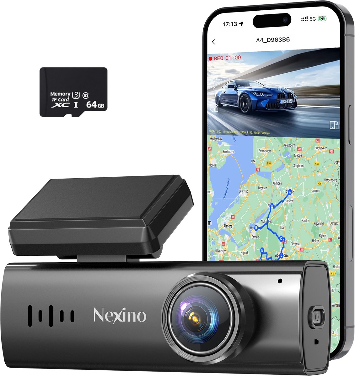 Nordväl DC102-4K Dashcam Auto Voor Achter 2CH WiFi GPS geheugen 32 GB