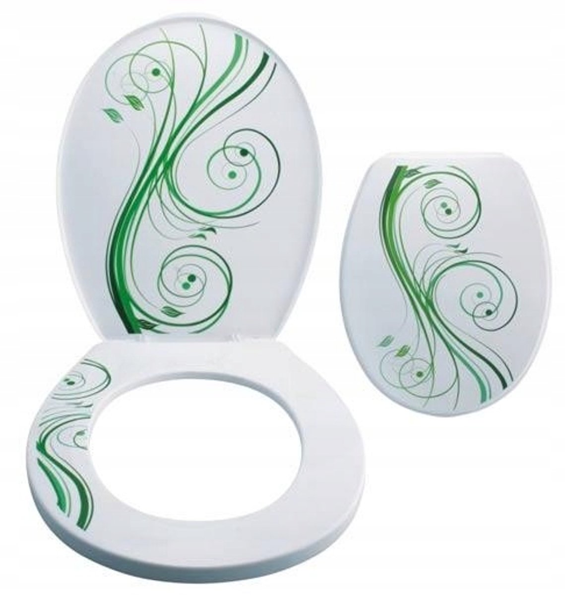 Bisk Jaśmin Serie - Ovale Toiletbril - Kunststof - Wit - Groen