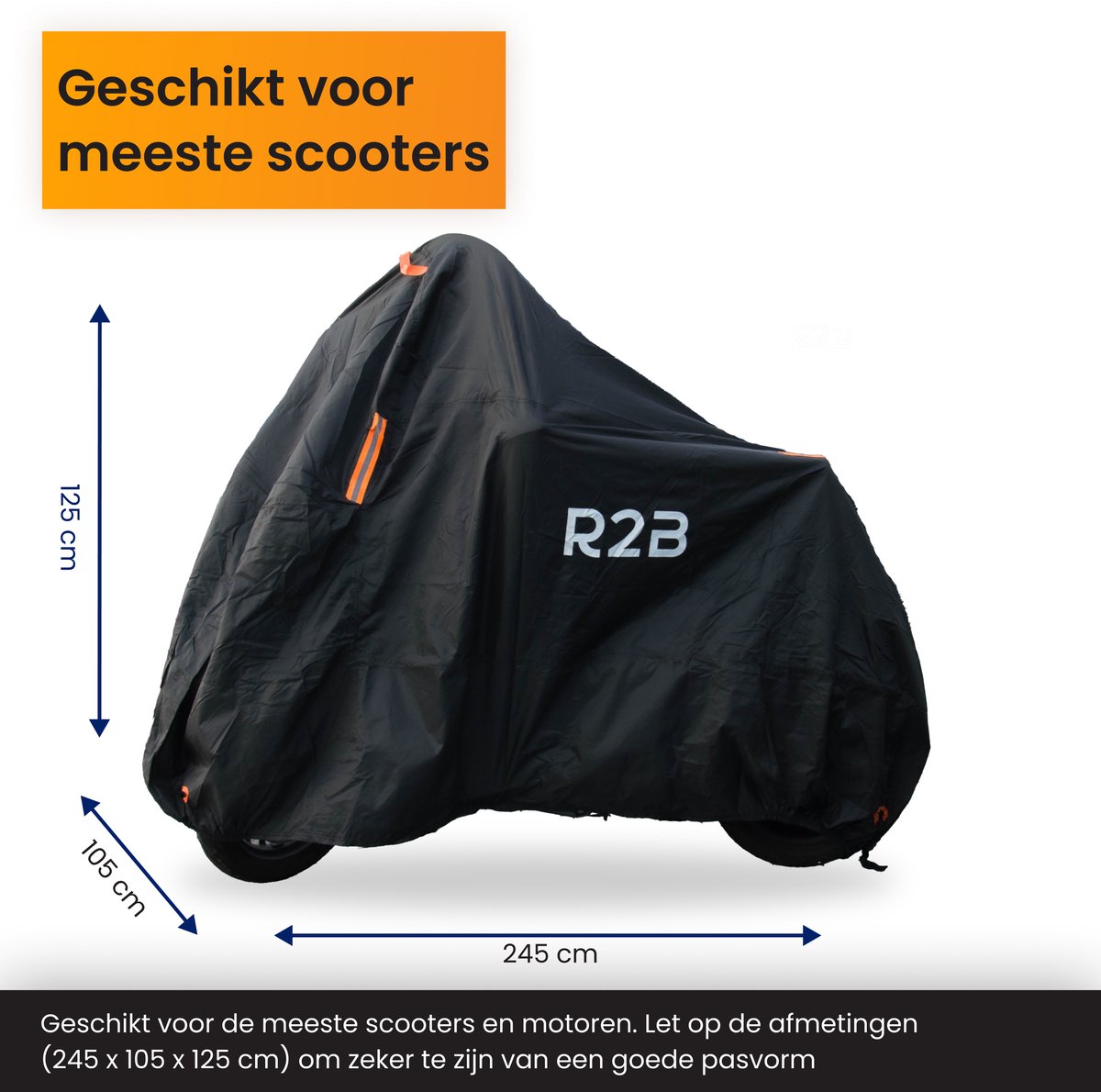 R2B Scooterhoes & Motorhoes Waterdicht buiten - Universeel - Oxford 300D Waterdicht - Geschikt voor Windscherm - Scooter hoes incl. Opbergzak – foto 3