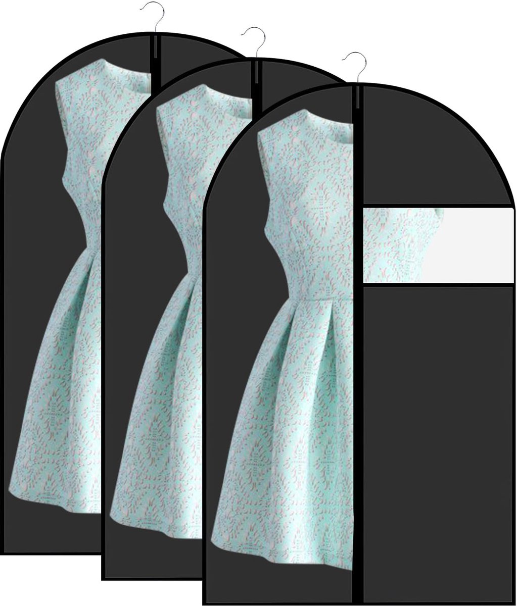 Ibenzoa® Kledingzakken voor optimaal bewaren van jurken, mantels, overhemden en avondkleding met helder venster en ritssluiting