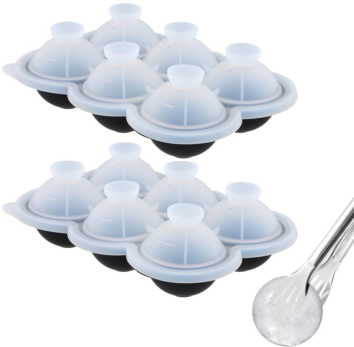 Ibenzoa® Siliconen ijsblokjesvormen set met deksel, perfecte ronde ijsballen voor drankjes en meer