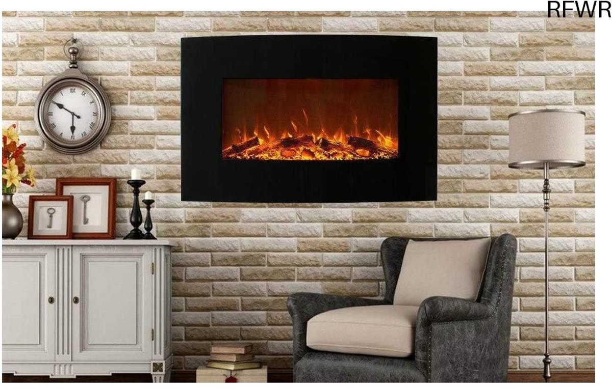 RFWR® Elektrische wandhaard met vlammeneffect en afstandsbediening - 2000W, 90x50cm