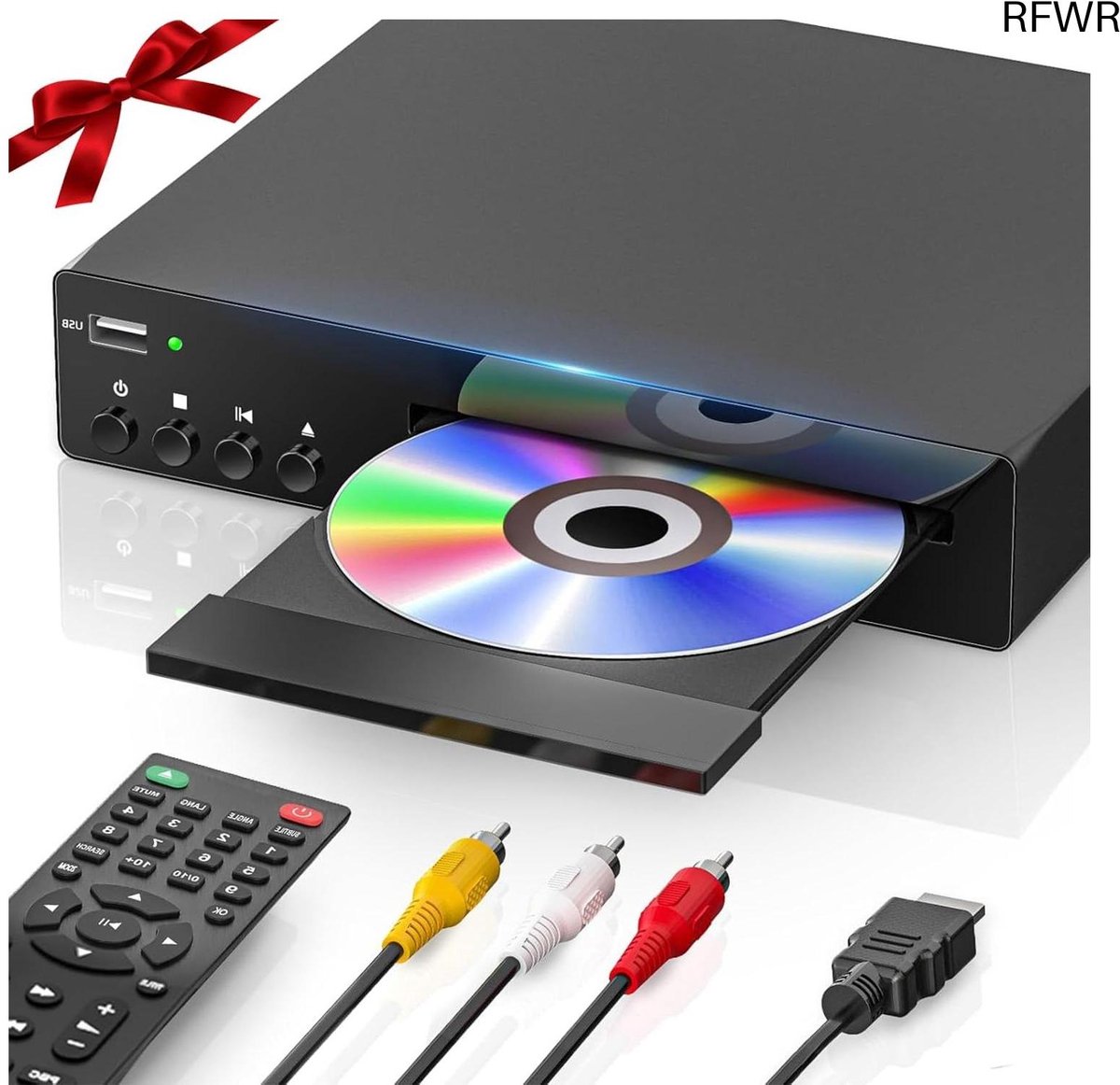 RFWR® Compacte DVD Speler voor Thuis met HDMI, RCA en USB - 1080P Ondersteuning voor Alle Regio's