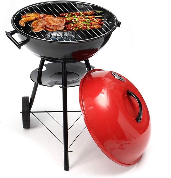 Foto: Houtskool barbecue 17 inch 44 cm verrijdbare ronde kogel bbq met deksel wielen ventilatiesysteem compacte staande grill voor tuin balkon camping park zomereditie 2025 ideaal voor 4 tot 6 personen